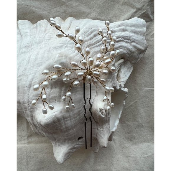 Jane Tran Bridal Hair Pin Genuine Pearls Decoration Wedding